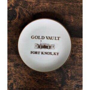 Vintage Fort Knox KY Gold Vault Souvenir Porcelain Plate Dish 6.25” Collector